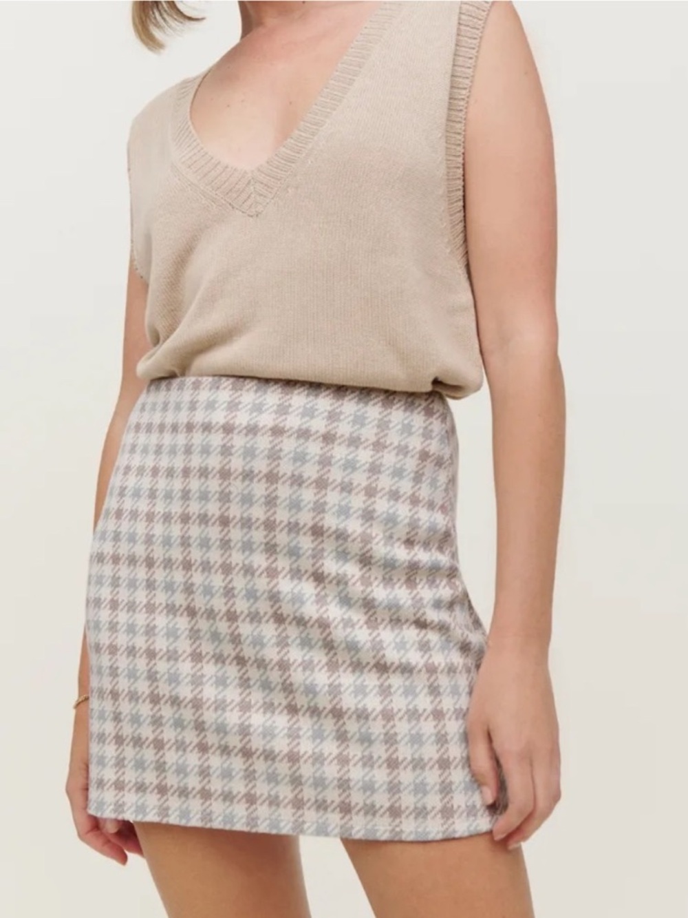 Reformation Suzie Mini Skirt Houndstooth Schoolgirl Size 10